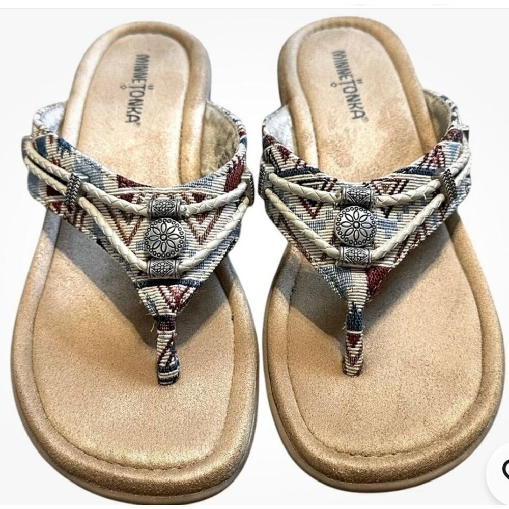 Minnetonka Silverthorne 360 Southwest Flip Flop Sandals Women’s Size 9  5909288